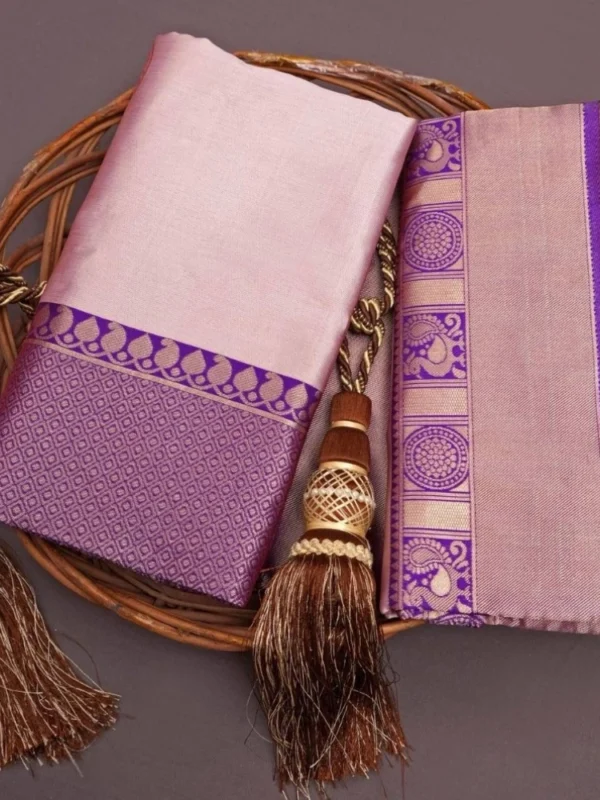 Women's Silk Printed Saree With Unstitched Blouse 5.5Mtr (Purple)