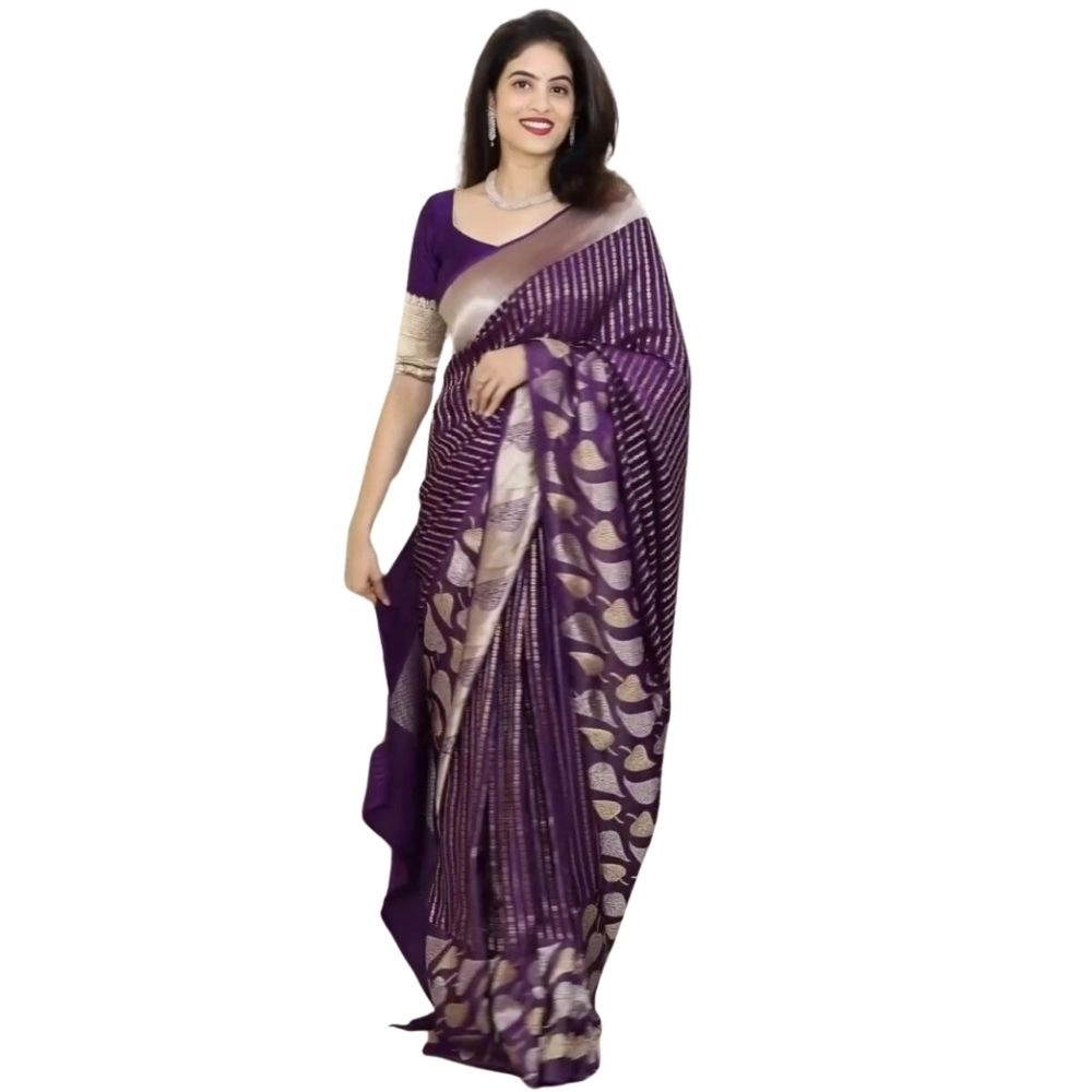 54465972879_4277f15dca_o_d-1000x1000-1.webp Women's Silk Printed Saree With Unstitched Blouse 5.5Mtr (Purple) - Image 1