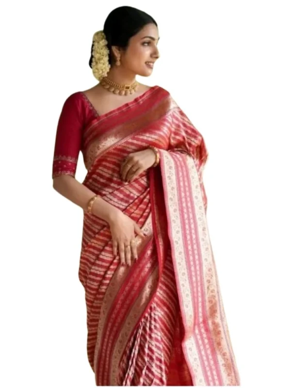 Women's Silk Printed Saree With Unstitched Blouse 5.5Mtr (Pink)