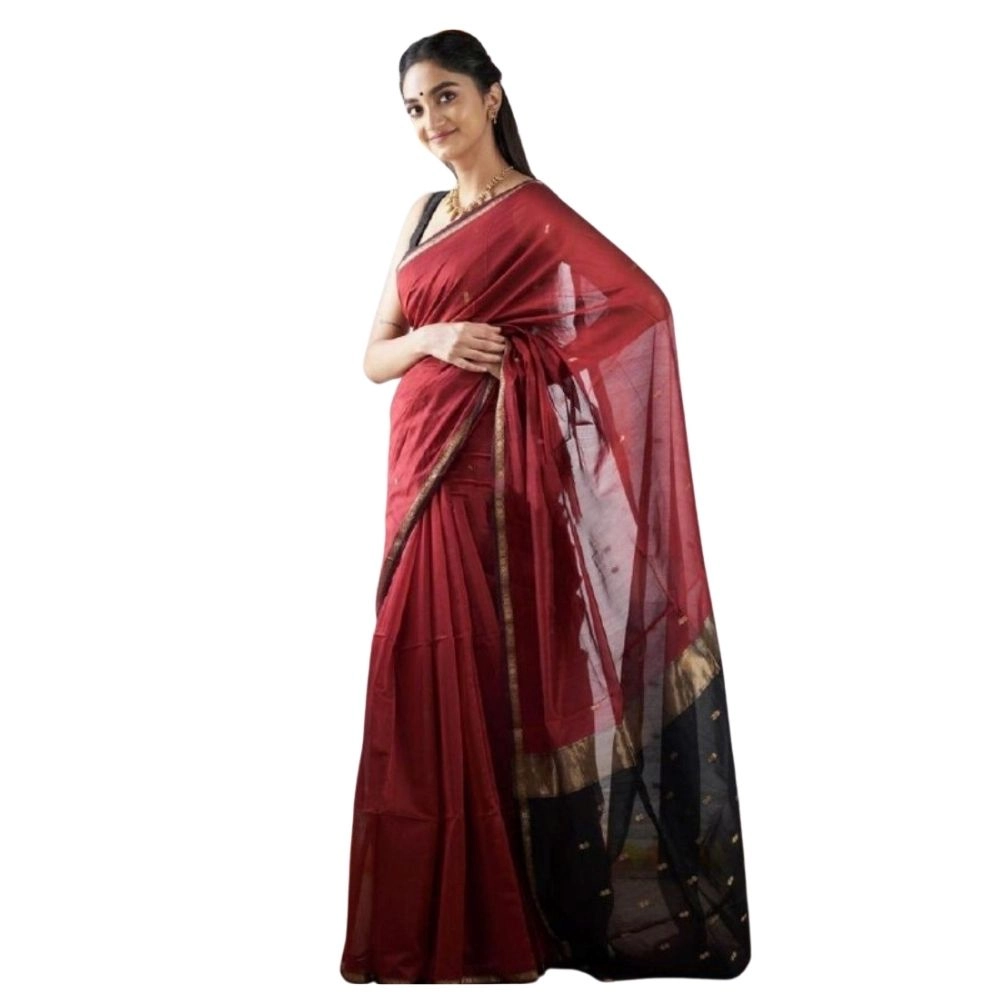 54466128075_1e183e8706_o_d-1000x1000-1.webp Women's Cotton Printed Saree With Unstitched Blouse 5.5Mtr (Red) - Image 1
