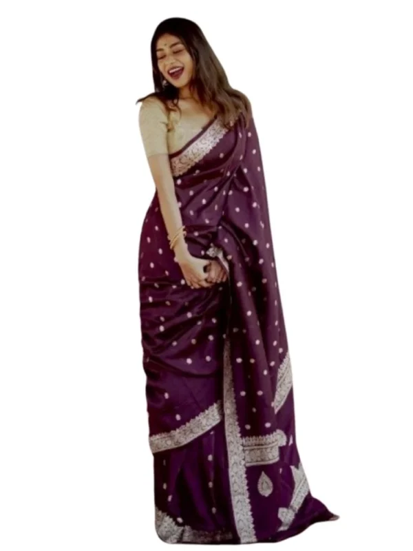 Women's Cotton  Printed Saree With Unstitched Blouse 5.5Mtr (Purple)