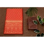 Women's Soft Lichi Silk Printed Saree With Unstitched Blouse 5.5Mtr (Red) - Image 3