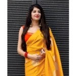 Women's Soft Lichi Silk Printed Saree With Unstitched Blouse 5.5Mtr (Yellow) - Image 3