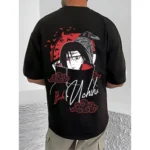 Men's Casual Cotton Blend Printed Round Neck Half Sleeve T-Shirt (Black) - Image 4