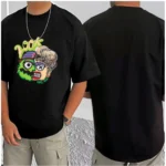 Men's Casual Cotton Blend Printed Round Neck Half Sleeve T-Shirt (Black) - Image 3
