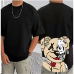 Men's Casual Cotton Blend Printed Round Neck Half Sleeve T-Shirt (Black) - Image 3