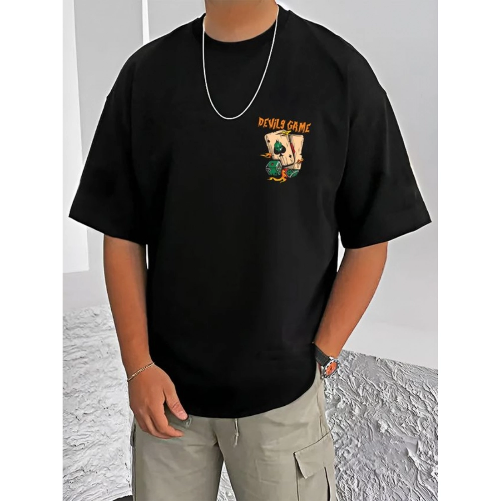 54520790341_6765f9241f_o_d-1000x1000-1.webp Men's Casual Cotton Blend Printed Round Neck Half Sleeve T-Shirt (Black) - Image 1
