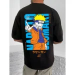 Men's Casual Cotton Blend Printed Round Neck Half Sleeve T-Shirt (Black) - Image 4