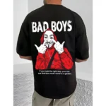 Men's Casual Cotton Blend Printed Round Neck Half Sleeve T-Shirt (Black) - Image 4