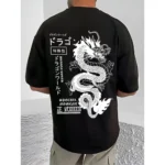 Men's Casual Cotton Blend Printed Round Neck Half Sleeve T-Shirt (Black) - Image 4