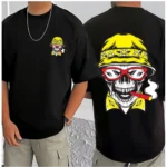 Men's Casual Cotton Blend Printed Round Neck Half Sleeve T-Shirt (Black) - Image 3