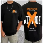 Men's Casual Cotton Blend Printed Round Neck Half Sleeve T-Shirt (Black) - Image 3
