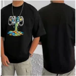 Men's Casual Cotton Blend Printed Round Neck Half Sleeve T-Shirt (Black) - Image 3