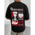 Men's Casual Cotton Blend Printed Round Neck Half Sleeve T-Shirt (Black) - Image 4