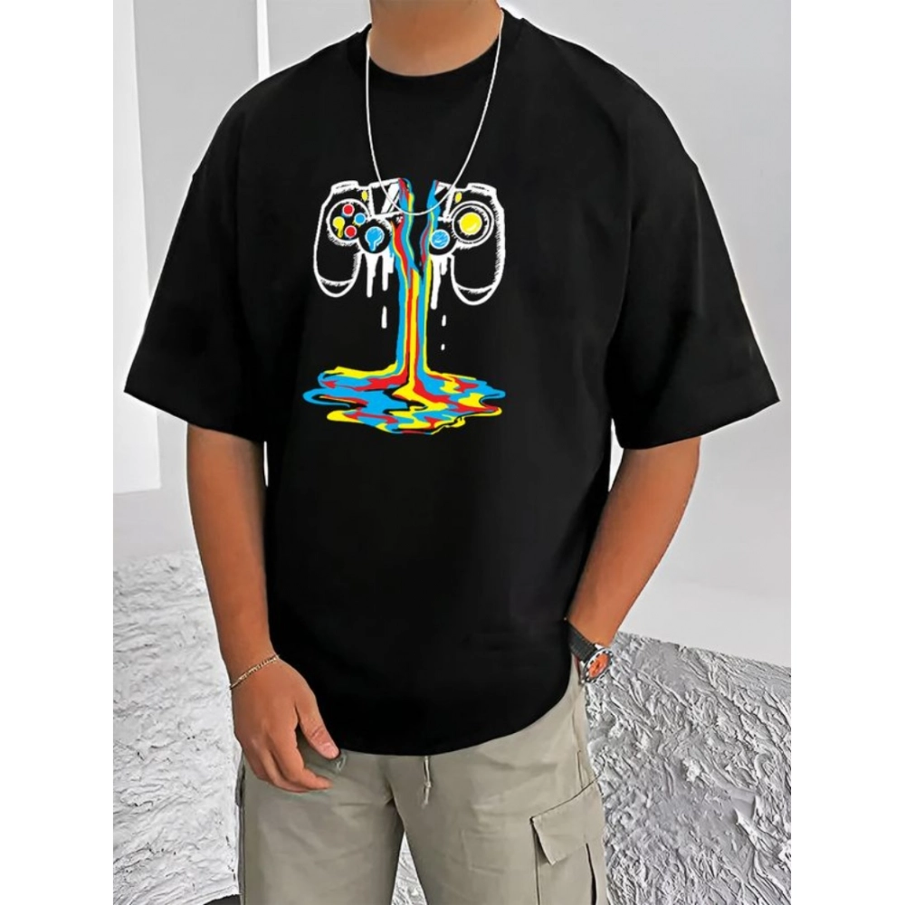 54521051048_486a1a041f_o_d-1000x1000-1.webp Men's Casual Cotton Blend Printed Round Neck Half Sleeve T-Shirt (Black) - Image 1