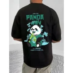 Men's Casual Cotton Blend Printed Round Neck Half Sleeve T-Shirt (Black) - Image 4