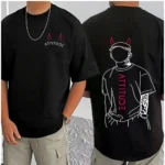 Men's Casual Cotton Blend Printed Round Neck Half Sleeve T-Shirt (Black) - Image 3