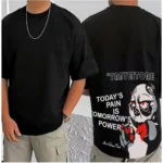 Men's Casual Cotton Blend Printed Round Neck Half Sleeve T-Shirt (Black) - Image 3