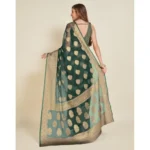 Women's Soft Organza Silk Weaving Design Saree With Unstitched Blouse 5.5Mtr (Green) - Image 4