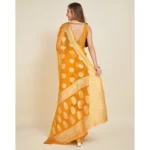 Women's Soft Organza Silk Weaving Design Saree With Unstitched Blouse 5.5Mtr (Yellow) - Image 4