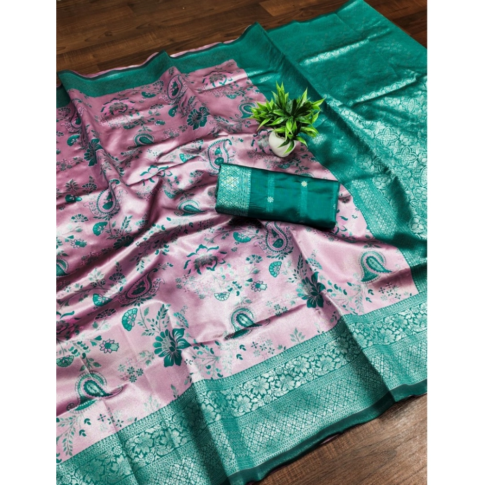 54523133680_7204e5b55a_o_d-1000x1000-1.webp Women's Banarasi Jacquard Printed Saree With Unstitched Blouse 5.5Mtr (Pink) - Image 1