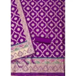 Women's Banarasi Silk Printed Unstitched Salwar Suit Material With Dupatta (Purple, 3Mtrs) - Image 3