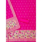 Women's Banarasi Silk Printed Unstitched Salwar Suit Material With Dupatta (Pink, 3Mtrs) - Image 3