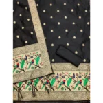 Women's Banarasi Silk Printed Unstitched Salwar Suit Material With Dupatta (Black, 3Mtrs) - Image 3