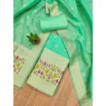 Women's Banarasi Silk Printed Unstitched Salwar Suit Material With Dupatta (Sea Green, 3Mtrs) - Image 4
