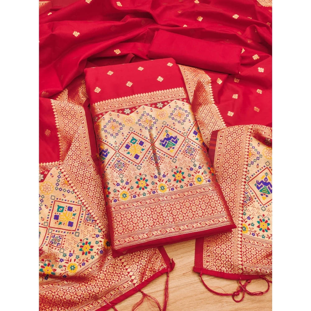 54536234442_124098db18_o_d-1000x1000-1.webp Women's Banarasi Silk Printed Unstitched Salwar Suit Material With Dupatta (Red, 3Mtrs) - Image 1