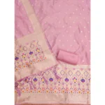 Women's Banarasi Silk Printed Unstitched Salwar Suit Material With Dupatta (Light Pink, 3Mtrs) - Image 3