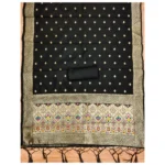 Women's Banarasi Silk Printed Unstitched Salwar Suit Material With Dupatta (Black, 3Mtrs) - Image 2