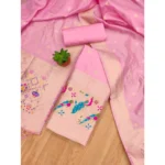 Women's Banarasi Silk Printed Unstitched Salwar Suit Material With Dupatta (Light Pink, 3Mtrs) - Image 4