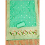 Women's Banarasi Silk Printed Unstitched Salwar Suit Material With Dupatta (Sea Green, 3Mtrs) - Image 2