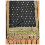 Women's Banarasi Silk Printed Unstitched Salwar Suit Material With Dupatta (Black, 3Mtrs) - Image 2