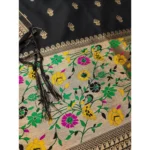 Women's Banarasi Silk Printed Unstitched Salwar Suit Material With Dupatta (Black, 3Mtrs) - Image 2