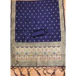 Women's Banarasi Silk Printed Unstitched Salwar Suit Material With Dupatta (Navy Blue, 3Mtrs) - Image 2