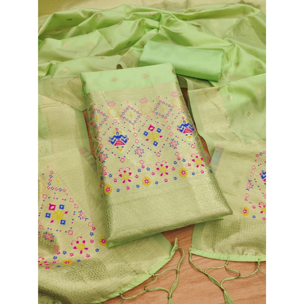 54537299734_63c2709cea_o_d-1000x1000-1.webp Women's Banarasi Silk Printed Unstitched Salwar Suit Material With Dupatta (Pista, 3Mtrs) - Image 1