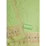 Women's Banarasi Silk Printed Unstitched Salwar Suit Material With Dupatta (Pista, 3Mtrs) - Image 3