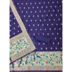 Women's Banarasi Silk Printed Unstitched Salwar Suit Material With Dupatta (Navy Blue, 3Mtrs) - Image 4