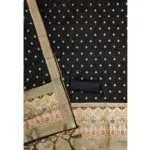 Women's Banarasi Silk Printed Unstitched Salwar Suit Material With Dupatta (Black, 3Mtrs) - Image 3