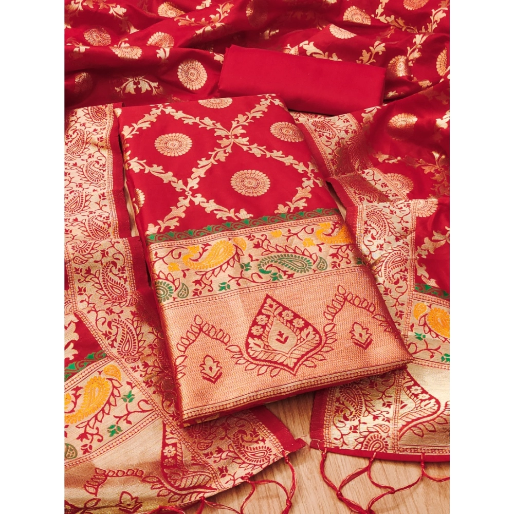 54537454505_bfdc31de4e_o_d-1000x1000-1.webp Women's Banarasi Silk Printed Unstitched Salwar Suit Material With Dupatta (Red, 3Mtrs) - Image 1