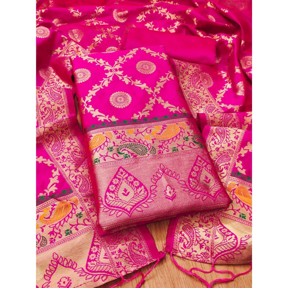 54537454615_5cebd73afc_o_d-1000x1000-1.webp Women's Banarasi Silk Printed Unstitched Salwar Suit Material With Dupatta (Pink, 3Mtrs) - Image 1