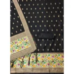Women's Banarasi Silk Printed Unstitched Salwar Suit Material With Dupatta (Black, 3Mtrs) - Image 3