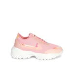 Women's Casual Mesh Printed Lace-Ups Shoes (Pink) - Image 3