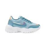 Women's Casual Mesh Printed Lace-Ups Shoes (Blue) - Image 3