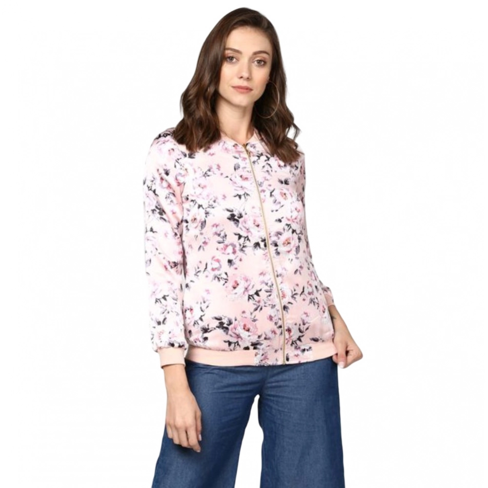 54584052669_6eca536477_o-1000x1000-1.webp Women's Satin Floral 3/4th Sleeve Jacket (Light Pink) - Image 1