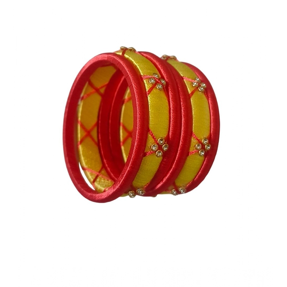 64601-1-1000x1000-1.webp Women's Plastic Silk Thread Bangles (Lemon Yellow, Size: 2.2) - Image 1