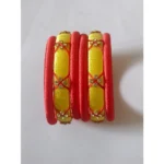 Women's Plastic Silk Thread Bangles (Lemon Yellow, Size: 2.2) - Image 2