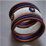 Women's Plastic Silk Thread Bangles (White-Brown-Blue, Size: 2.8) - Image 2